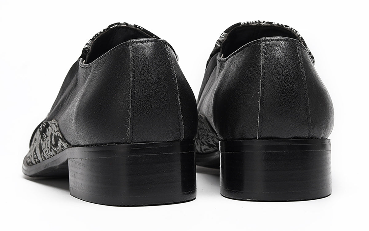 Mens Embroidered Brocade Pattern Slip-On Western Loafers