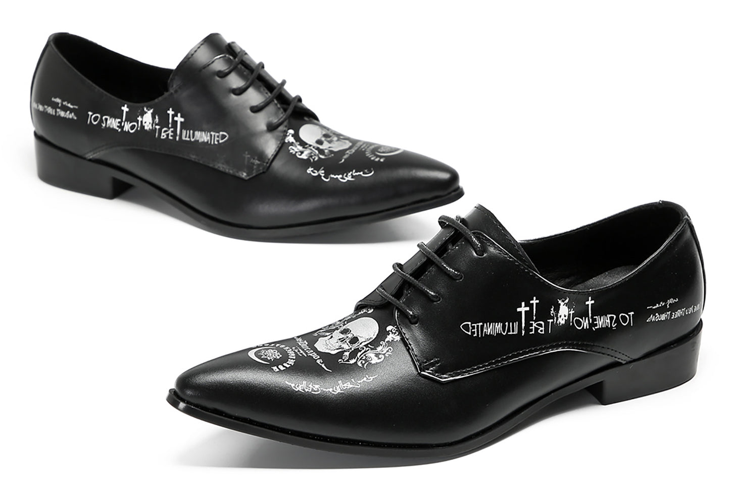 Mens Fashion Dress Casual Skull Halloween Oxfords