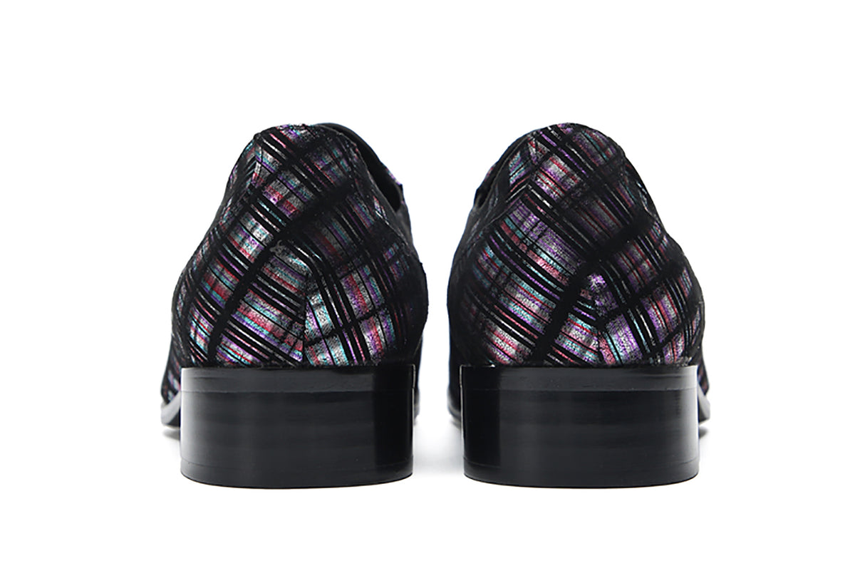 Mens Genunie Leather Metal Tip Toe Stripes Slip On Lace Up Loafers