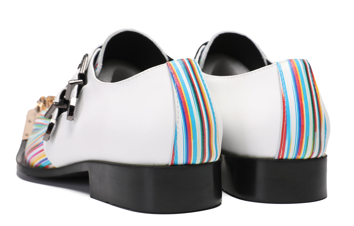 Mens Party Dress Casual Metal-Tip Toe Double Buckle Western Loafers
