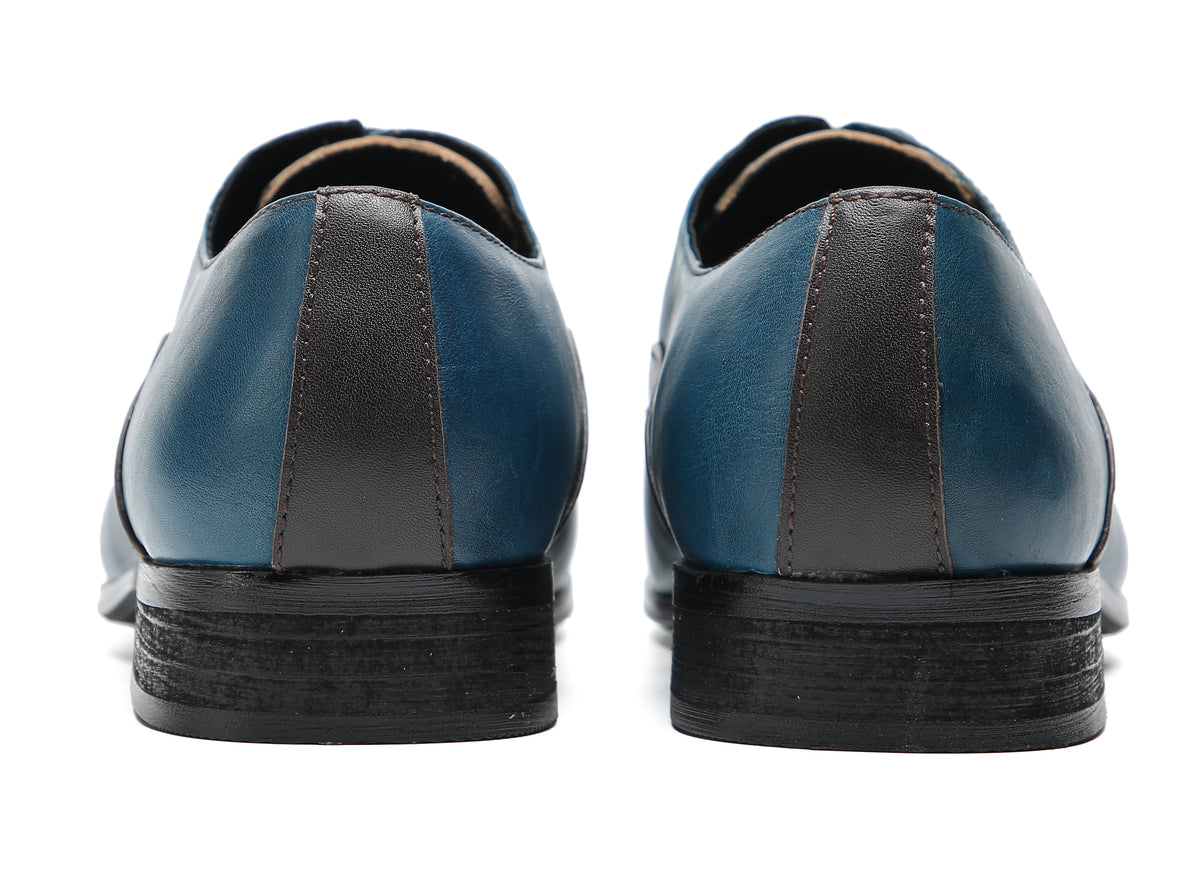 Mens Pointed Toe Lace Up Insert Color Genuine Leather Oxfords