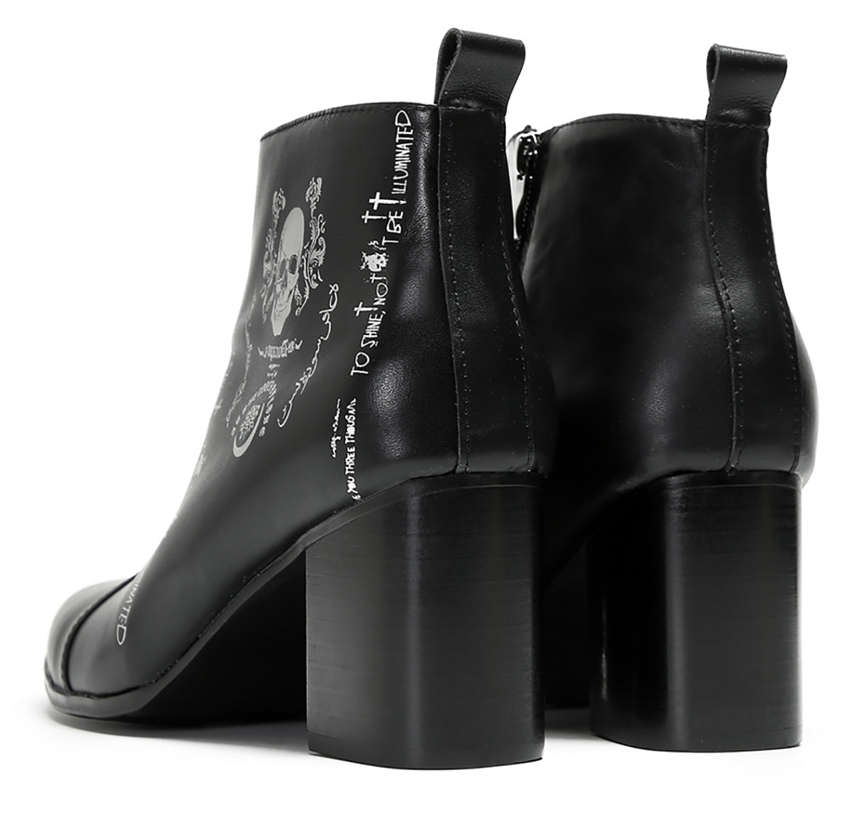 Mens Party Black Dress Skull Halloween Ankle Boots