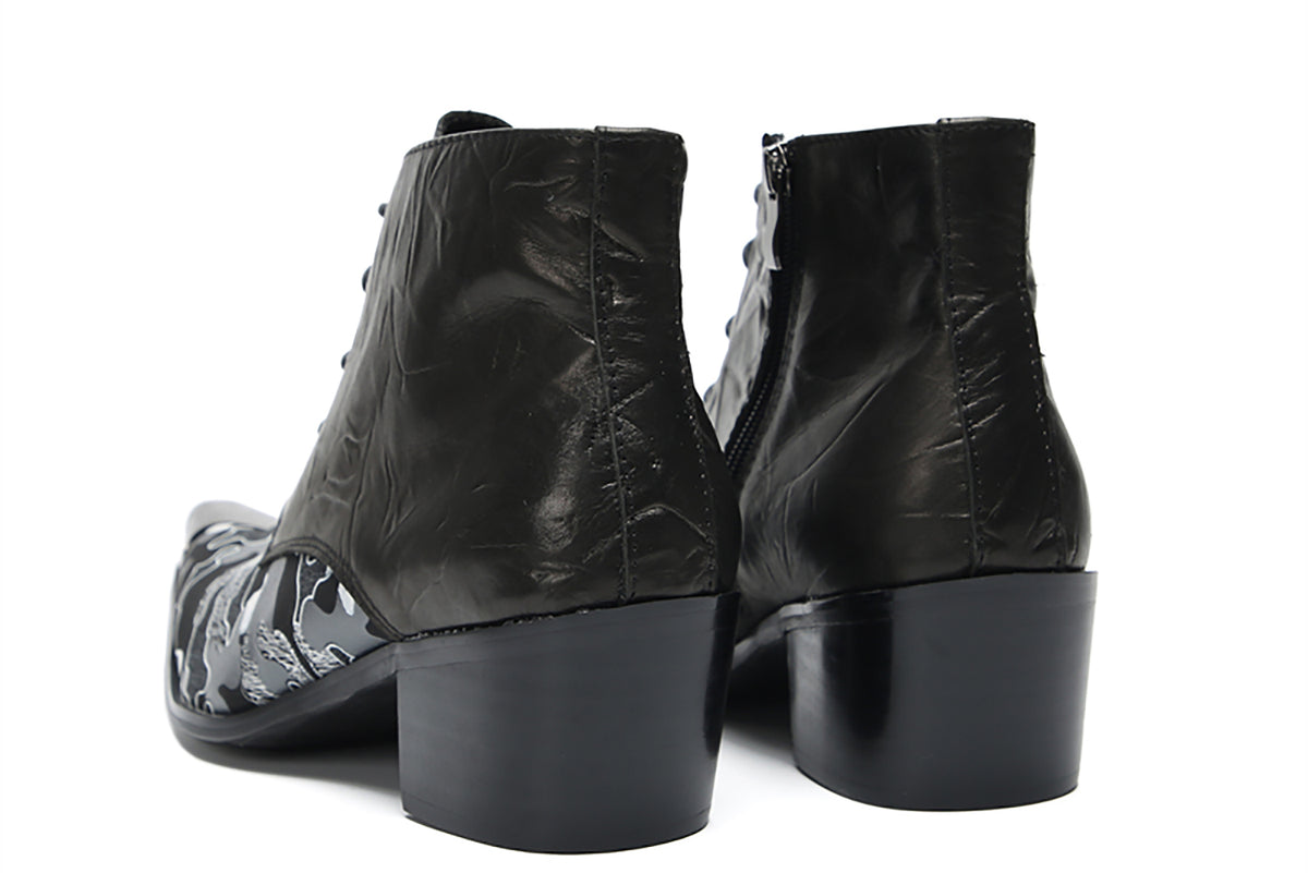 Mens Genunie Leather Zipper Lace-Up Ankle Western Oxfords Boots