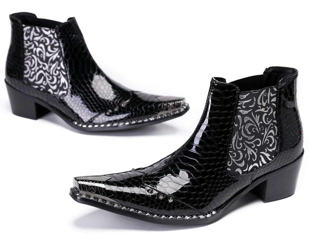 Mens Metal Wingtip Genuine Leather Singer Western Chelsea Boots
