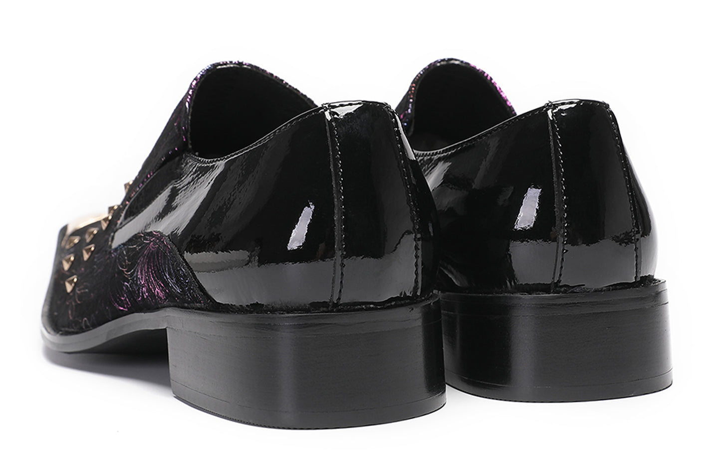 Mens Genuine Leather Slip On Glitter Sequins Western Loafers