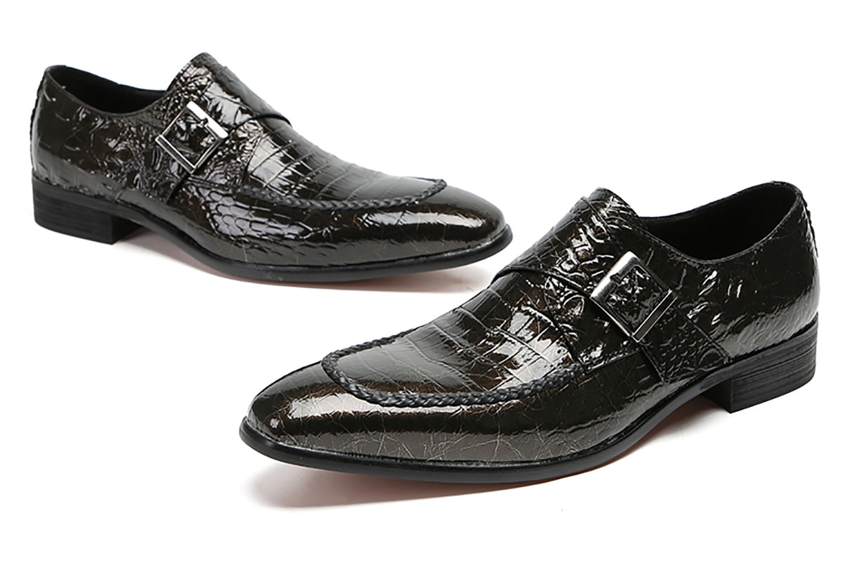 Mens Wingtip Buttons Genuine Leather Breathable Comfort Western Loafers