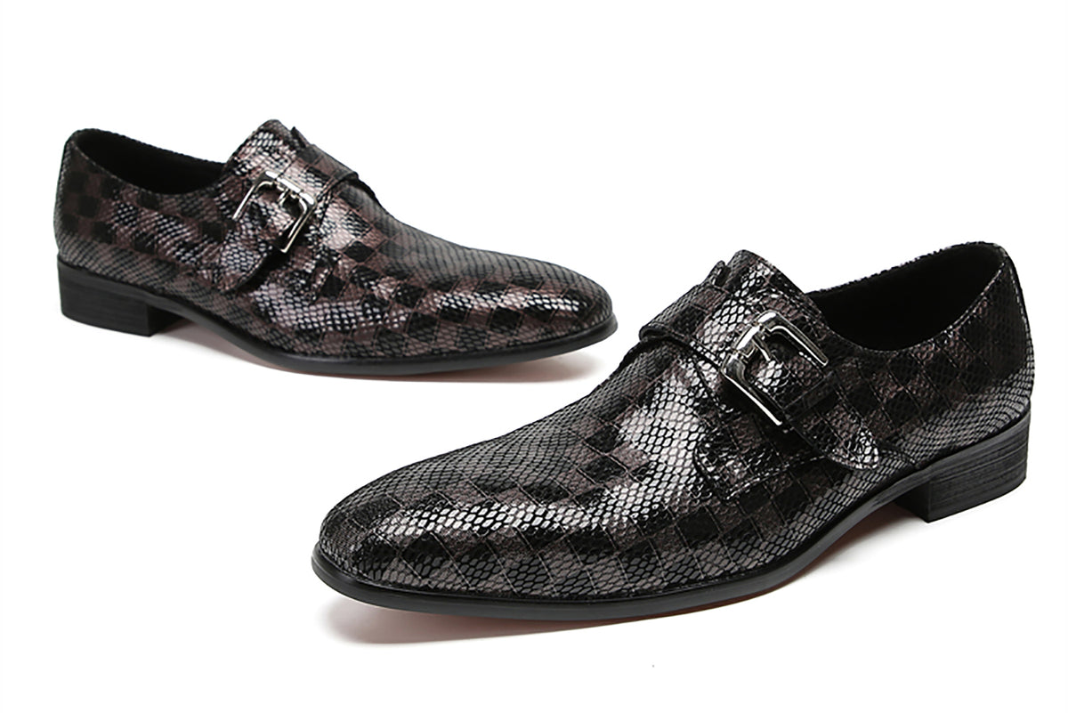 Mens Casual Plain Toe Buttons Genuine Leather Loafers