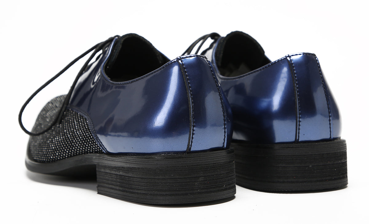 Mens Black Dress Two Tone Leather Fashion Tuxedo Wingtip Oxfords