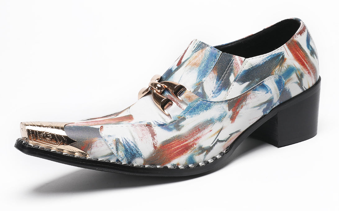 Mens Colorful Art Print Unique Artistic Design Western Loafers