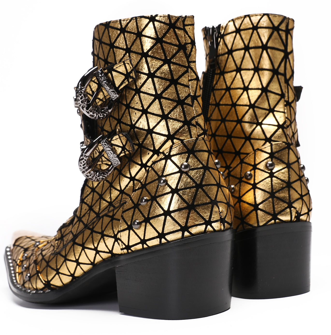 Mens Party Dress Metal Pointed Toe Heel Studded Cowboy Western Boots