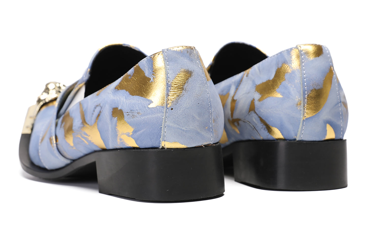 Mens Metal-Tip Dragon Toe Slip On Western Loafers