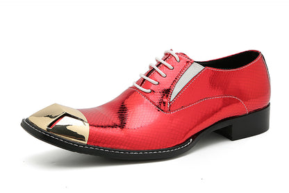 Mens Metal Square Toe Leather Lace Up Fashion Western Oxfords