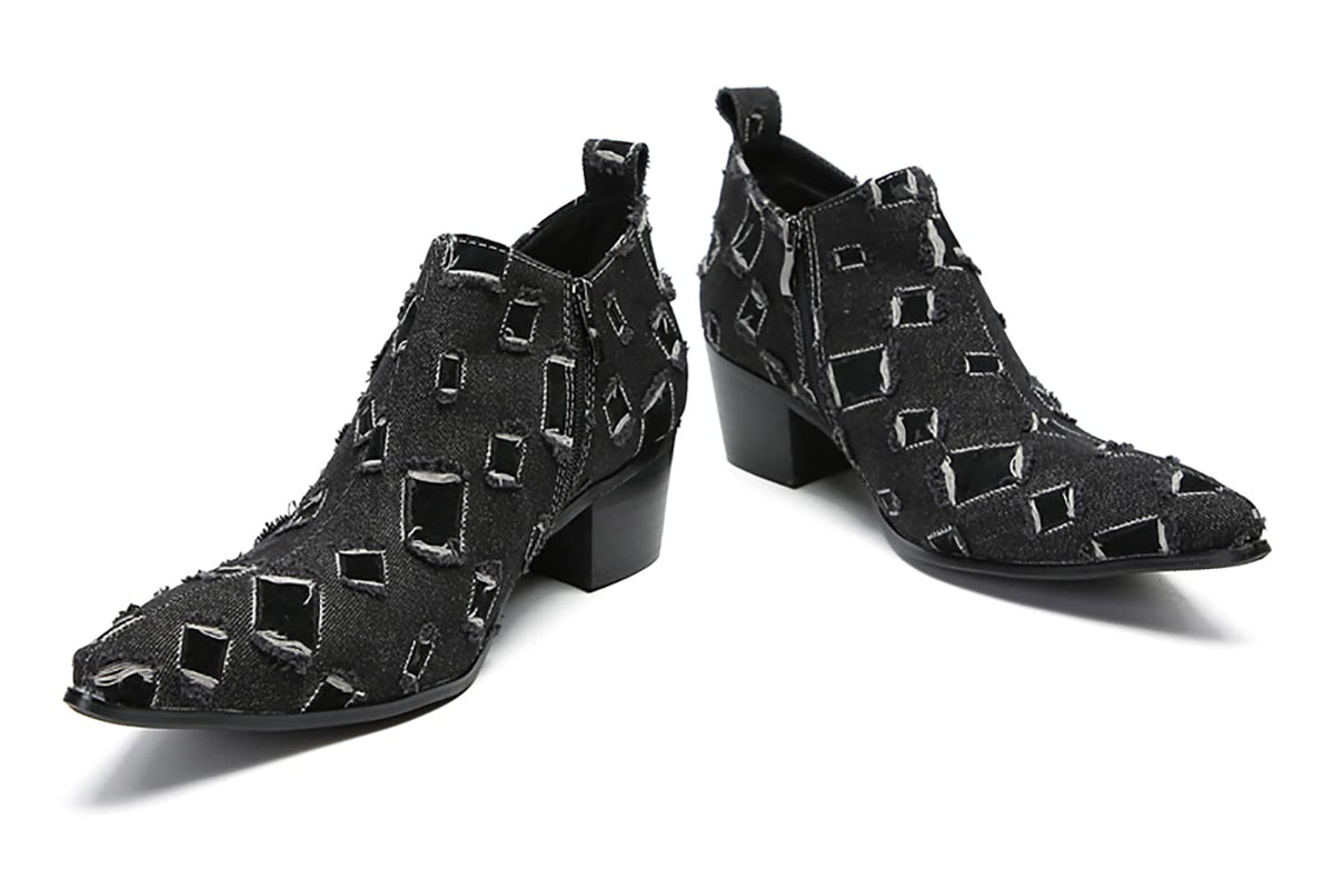 Mens Suded Zipper Wingtip Toe Ankle Chelsea Boots