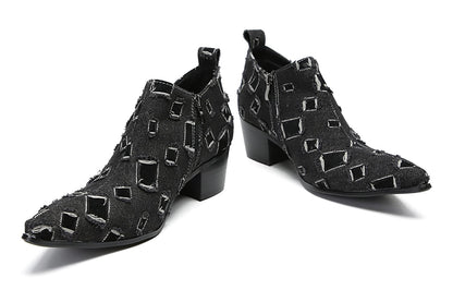 Mens Suded Zipper Wingtip Toe Ankle Chelsea Boots