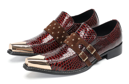 Mens Studded Suede Strap Slip-On Dress Western Loafers