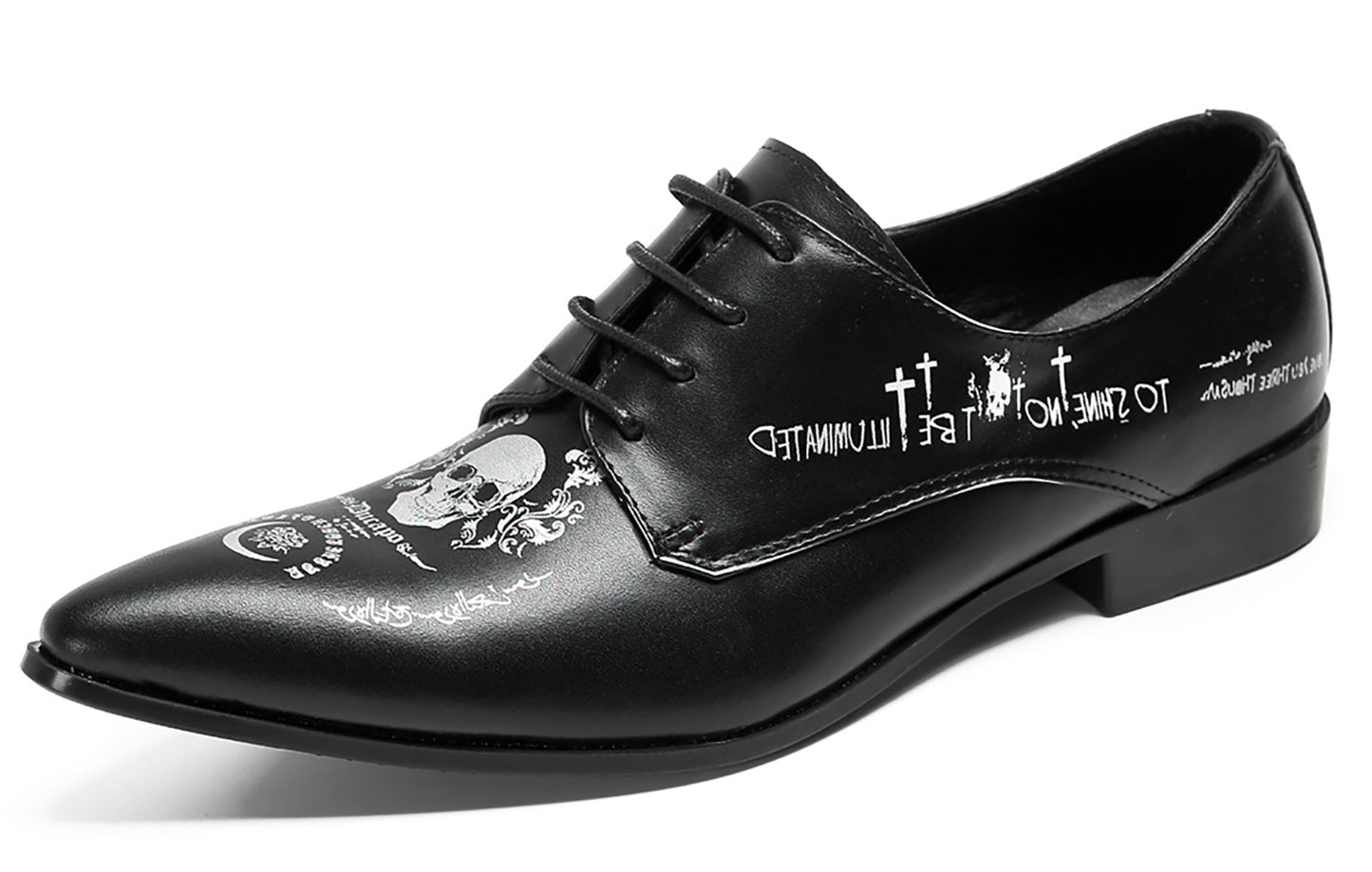 Mens Fashion Dress Casual Skull Halloween Oxfords