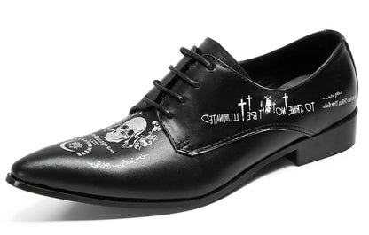 Mens Fashion Dress Casual Skull Halloween Oxfords