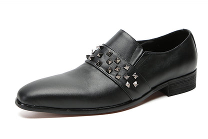 Mens Silp On Dress Formal Leather Rivet Loafers