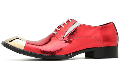 Mens Metal Square Toe Leather Lace Up Fashion Western Oxfords