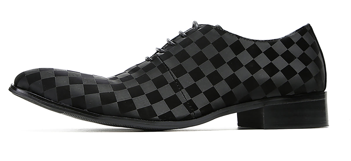Mens Dress Casual Leather Plaid Fashion Oxfords