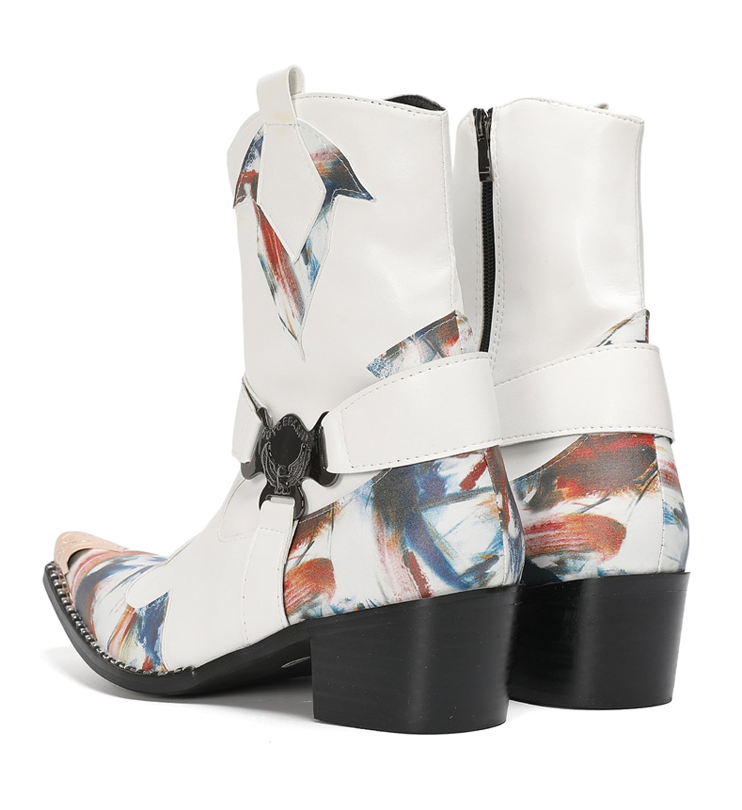Mens Top-Grain Leather High Top Western Cowboy Boots