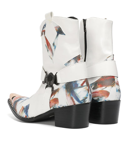 Mens Top-Grain Leather High Top Western Cowboy Boots