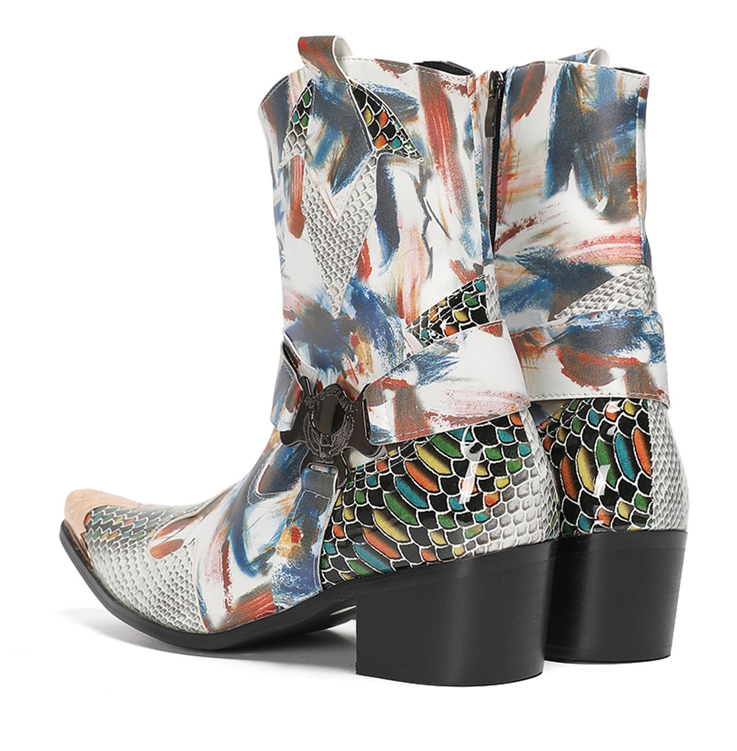 Mens Top-Grain Leather High Top Western Cowboy Boots