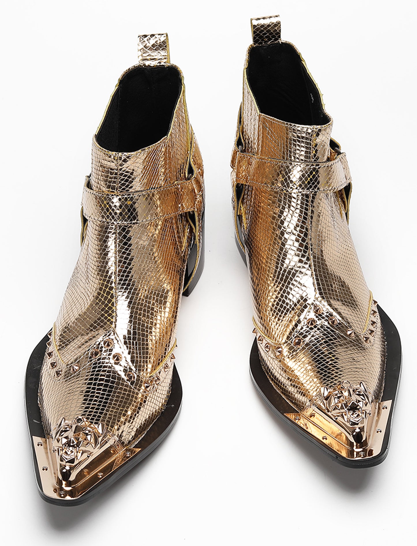 Mens Genuine Leather Pull Up Belt Buckle Metal Tip Ankle Western Boots