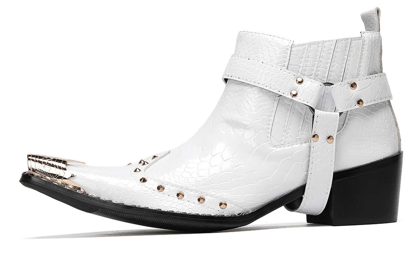 Mens Genuine Leather Pull Up Belt Buckle Metal Tip Ankle Western Boots