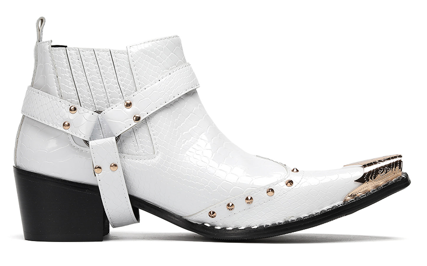 Mens Genuine Leather Pull Up Belt Buckle Metal Tip Ankle Western Boots