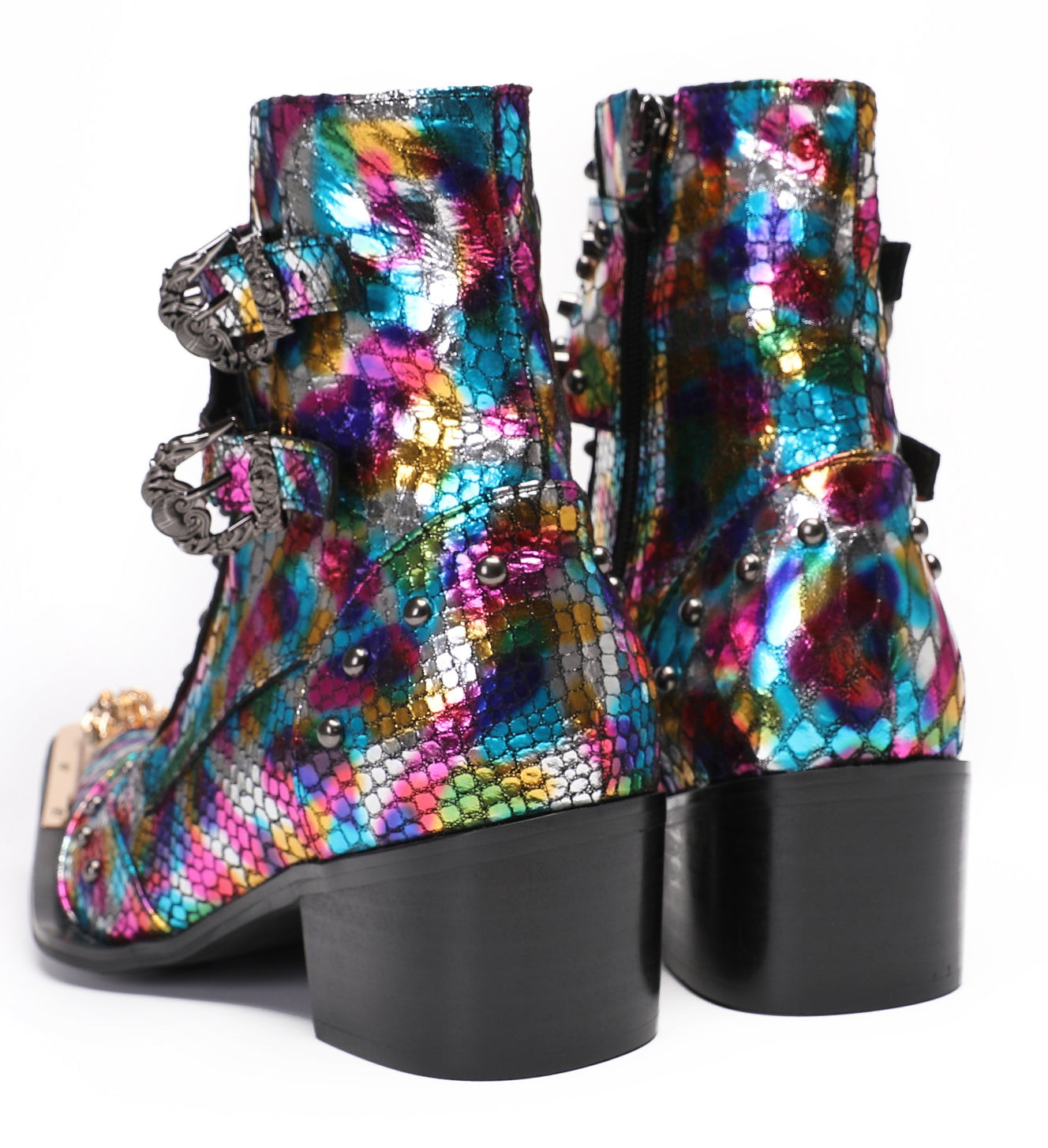 Mens Party Dress Colorful Lace Top Cowboy Western Boots