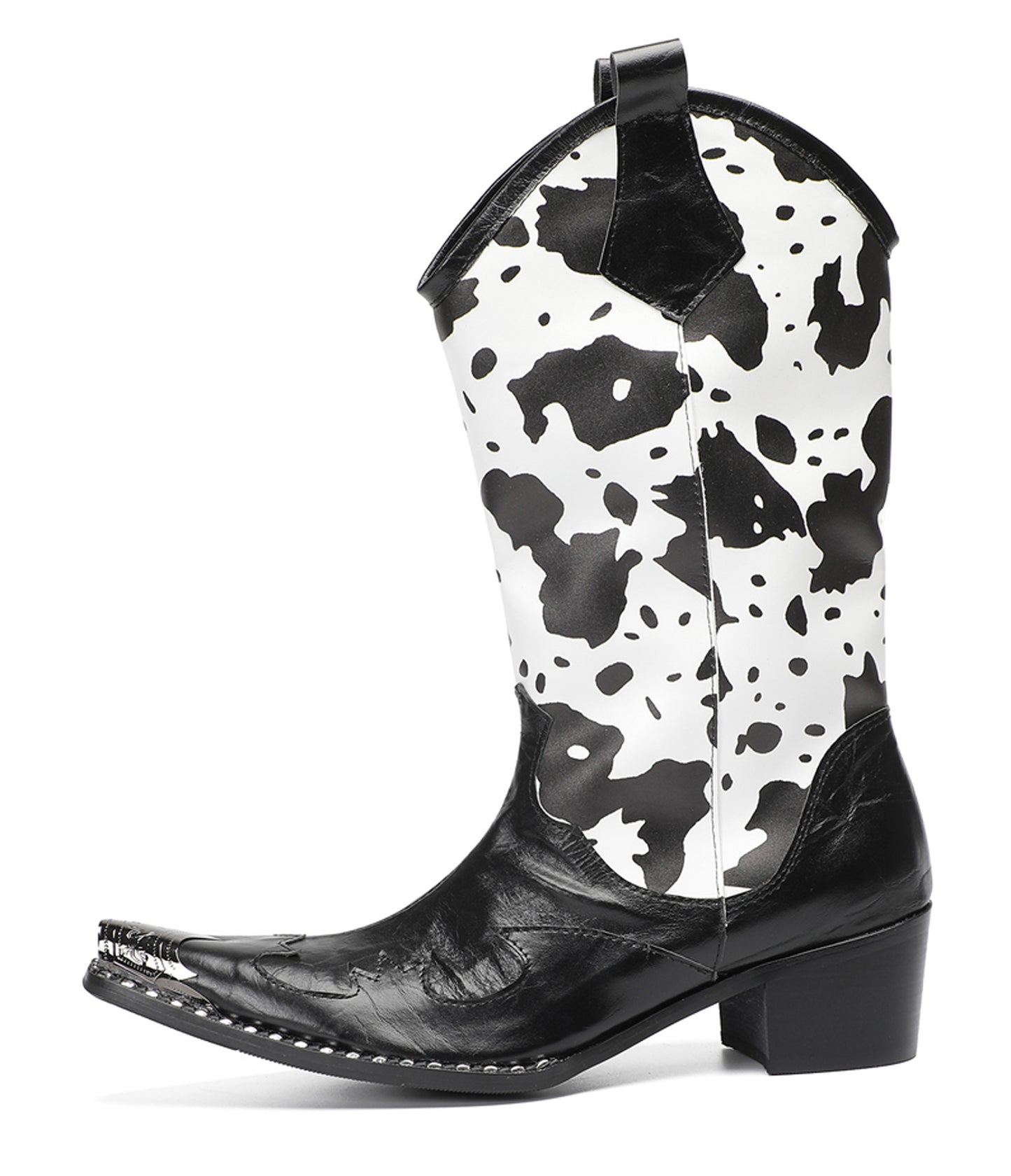 Mens Pull-On Cow Print Riding Western Cowboy Boots