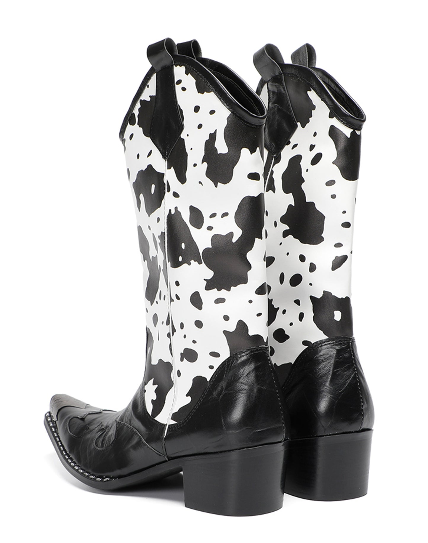 Mens Pull-On Cow Print Riding Western Cowboy Boots