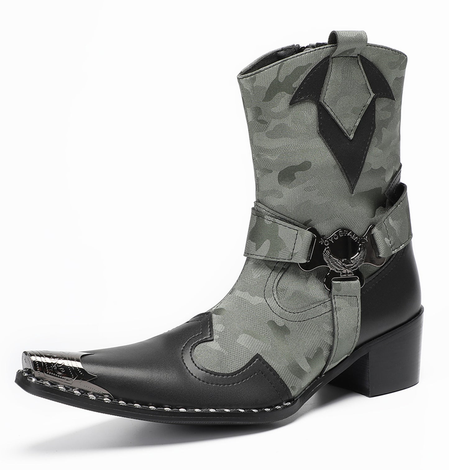 Mens Top-Grain Leather Handmade Harness Western Cowboy Boots