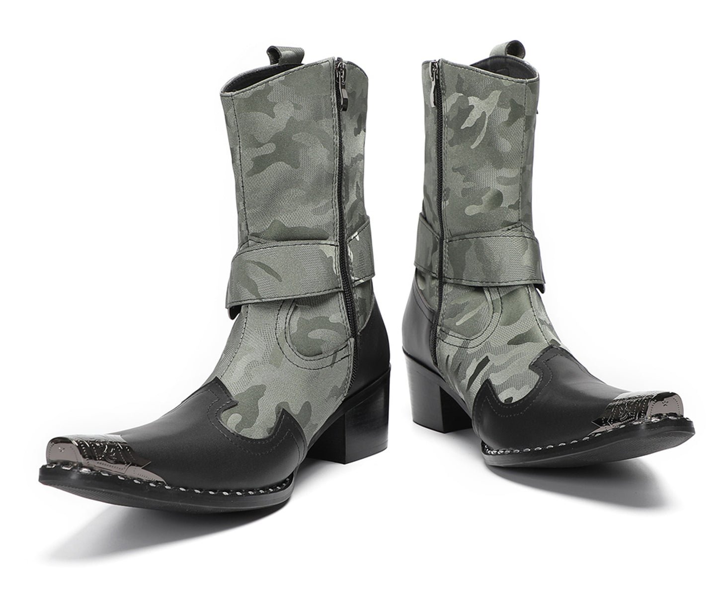 Mens Top-Grain Leather Handmade Harness Western Cowboy Boots