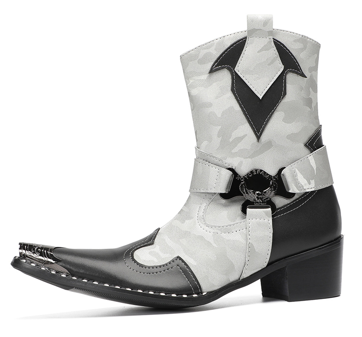 Mens Handmade Metal Pointed Toe Harness Cowboy Western Boots