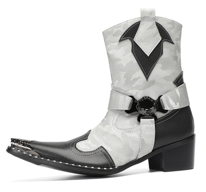 Mens Handmade Metal Pointed Toe Harness Cowboy Western Boots