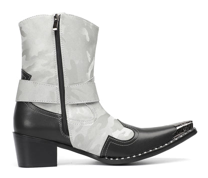Mens Handmade Metal Pointed Toe Harness Cowboy Western Boots