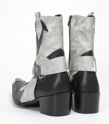 Mens Handmade Metal Pointed Toe Harness Cowboy Western Boots