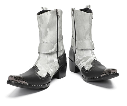 Mens Handmade Metal Pointed Toe Harness Cowboy Western Boots