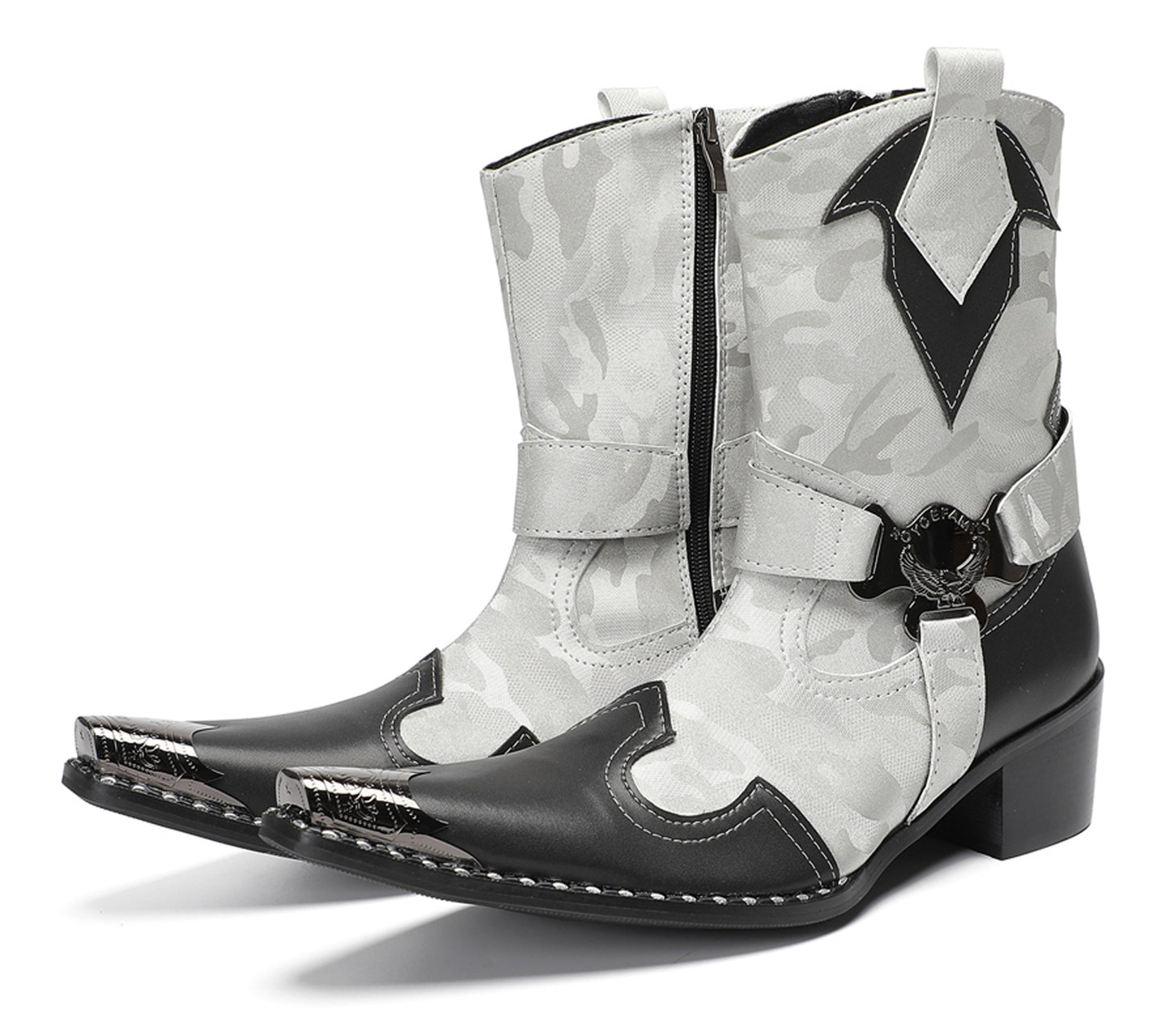 Mens Handmade Metal Pointed Toe Harness Cowboy Western Boots