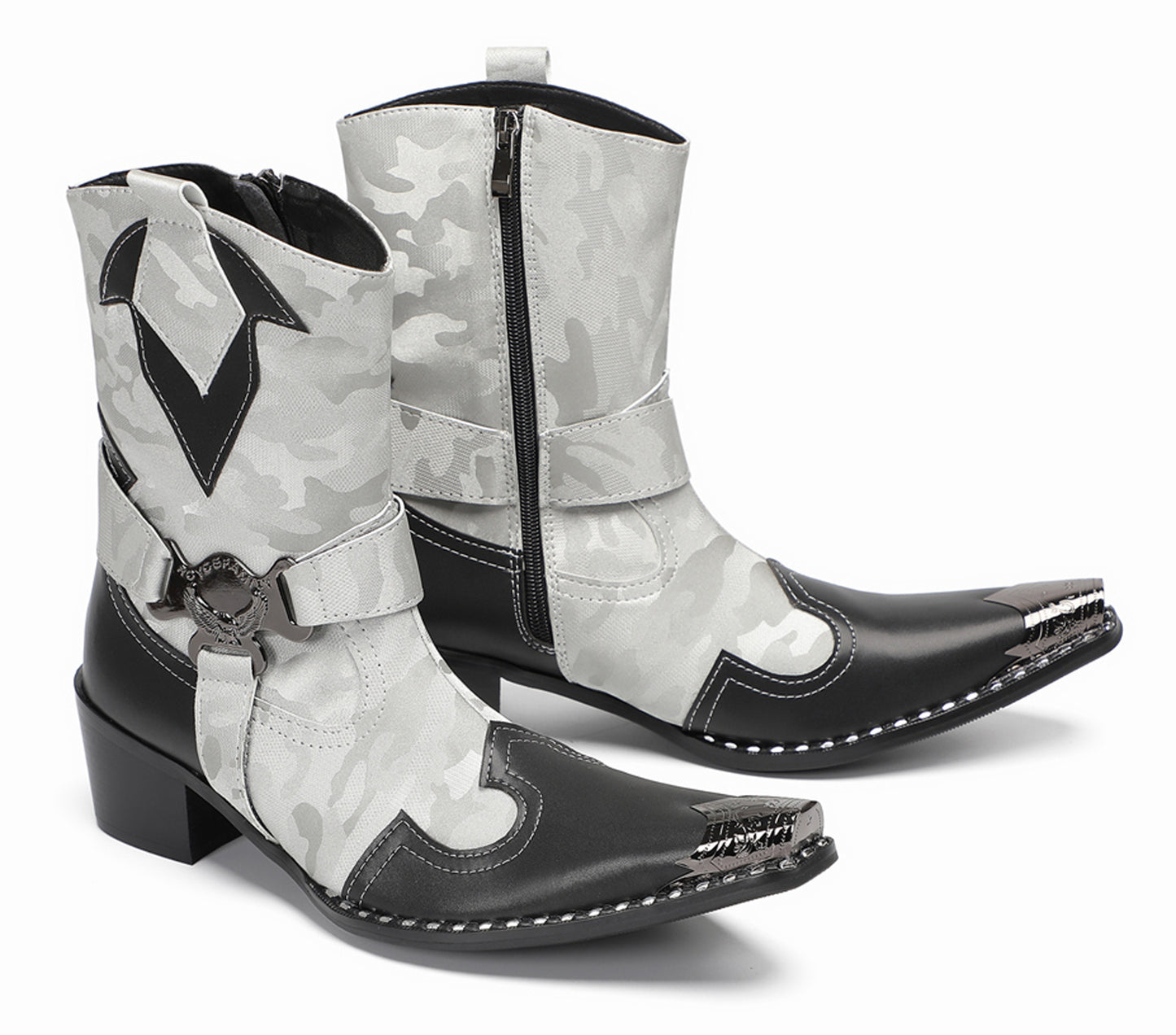 Mens Handmade Metal Pointed Toe Harness Cowboy Western Boots