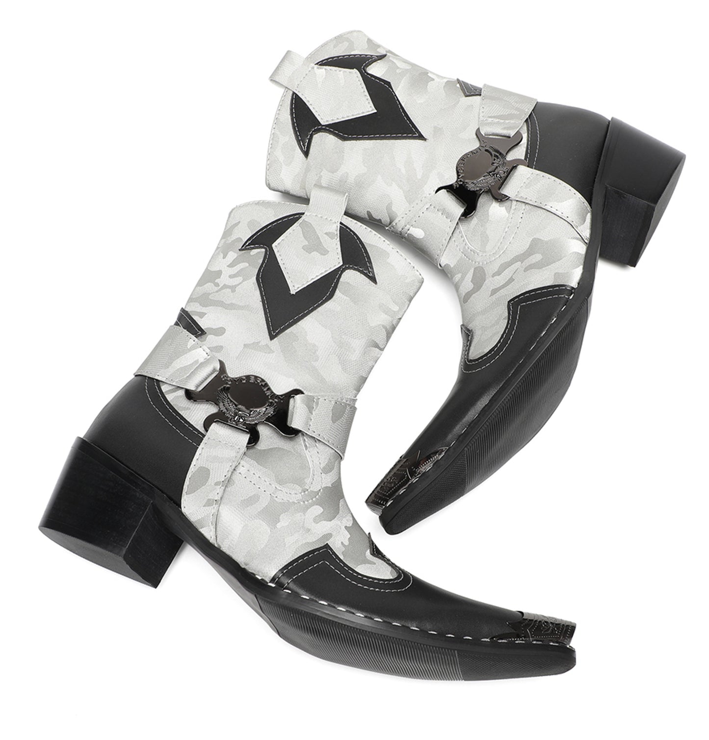 Mens Handmade Metal Pointed Toe Harness Cowboy Western Boots