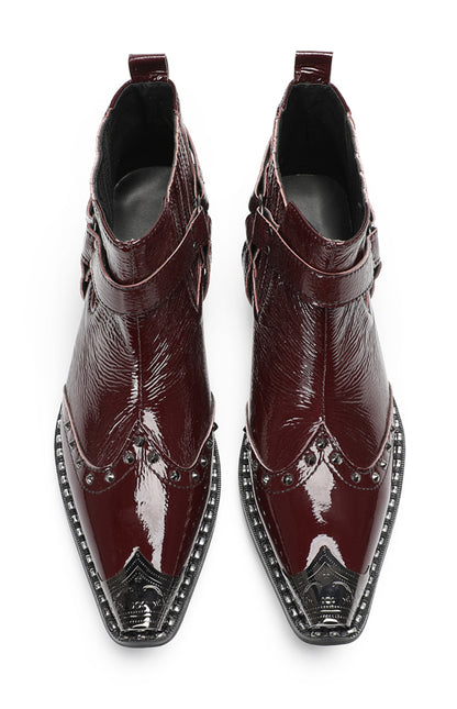 Mens Crocodile Embossed Harness Strap Dress Ankles Western Chelsea Boots