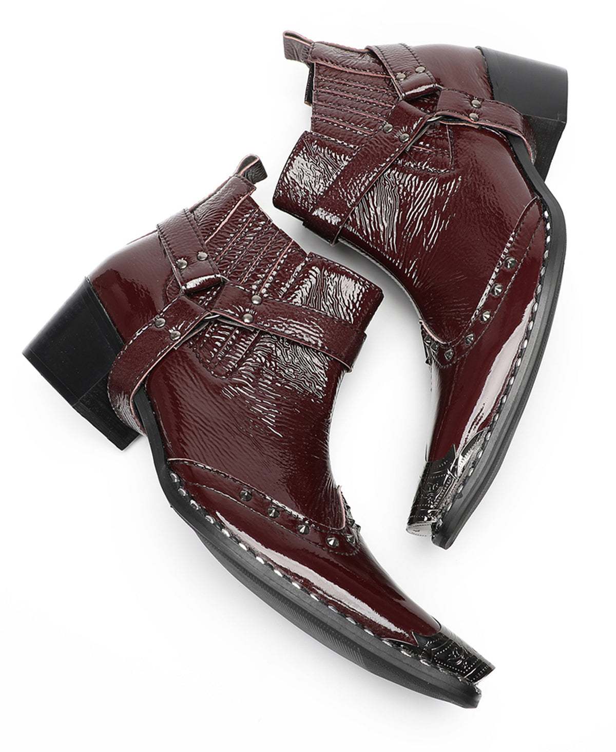 Mens Crocodile Embossed Harness Strap Dress Ankles Western Chelsea Boots