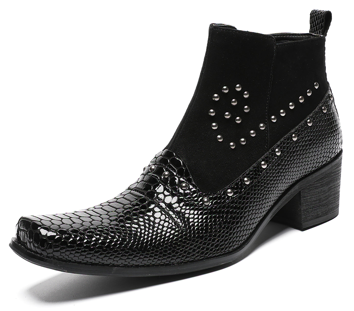 Mens Dress Casual Leather Beads Zipper Ankle Boots