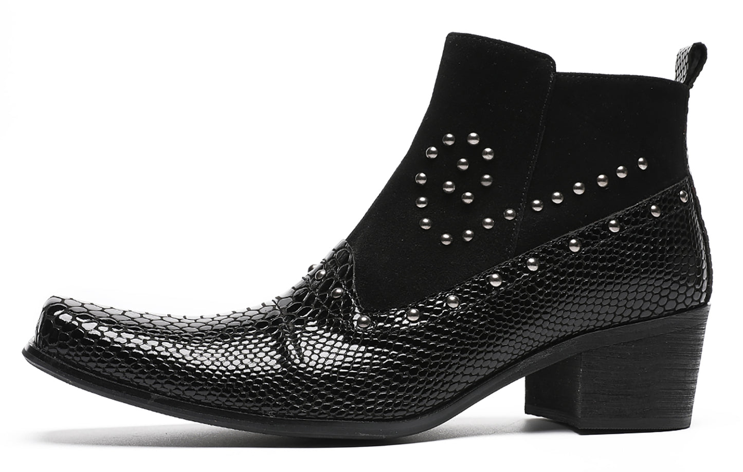 Mens Dress Casual Leather Beads Zipper Ankle Boots