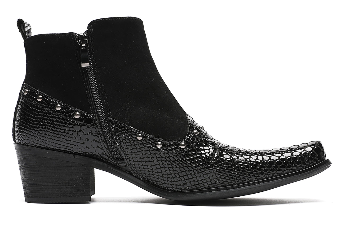 Mens Dress Casual Leather Beads Zipper Ankle Boots