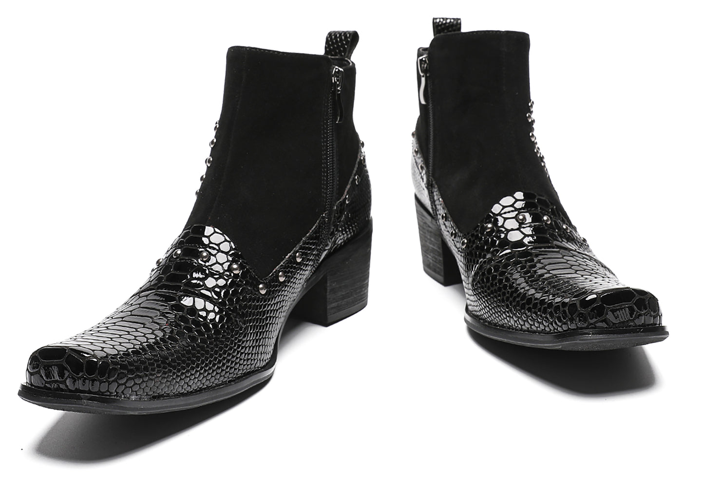 Mens Dress Casual Leather Beads Zipper Ankle Boots