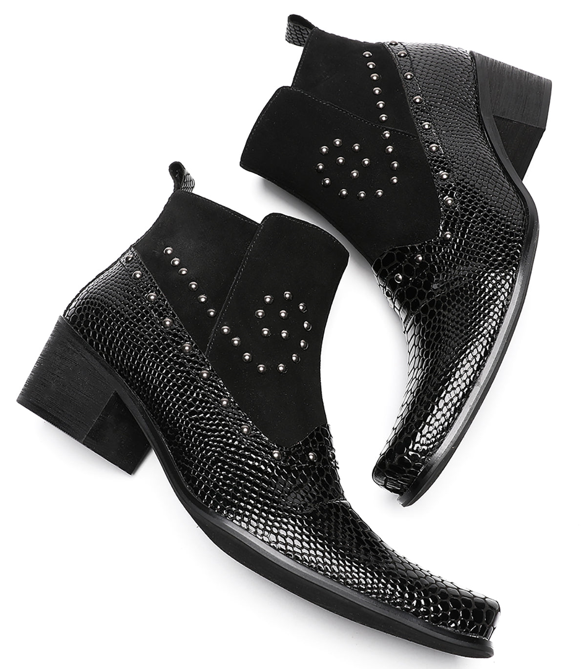 Mens Dress Casual Leather Beads Zipper Ankle Boots